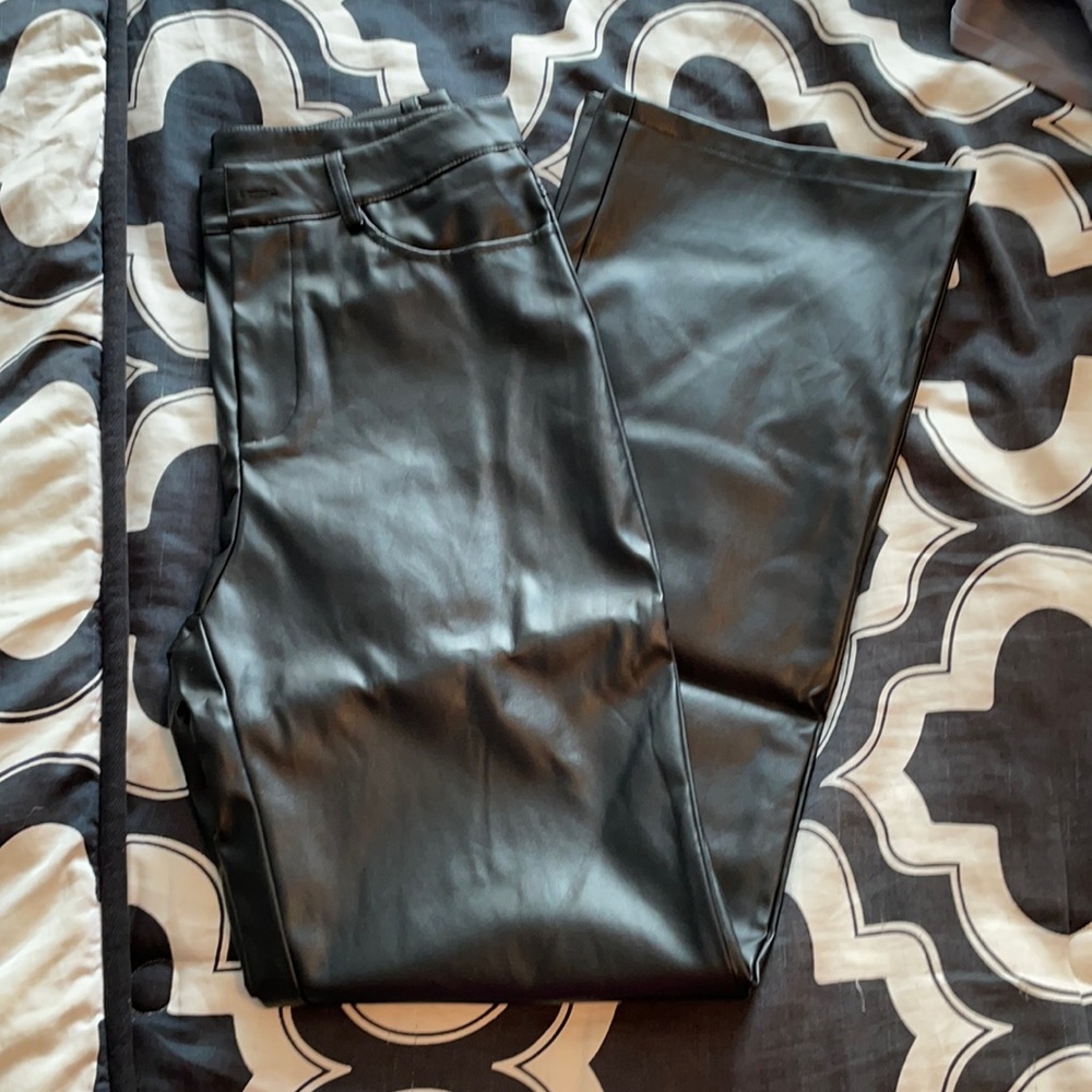 Black Faux Leather Trousers